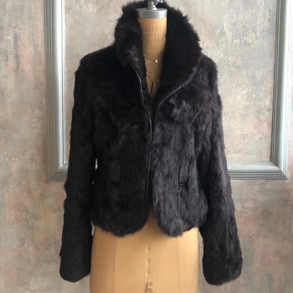Chocolate Brown Rabbit Fur Jacket Medium